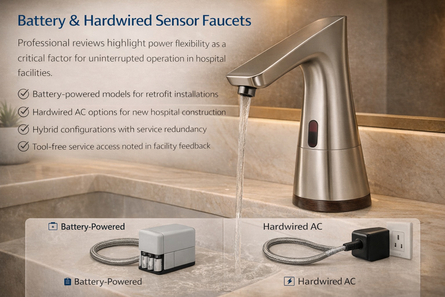 Battery and AC Power Management for Touchless Faucets
